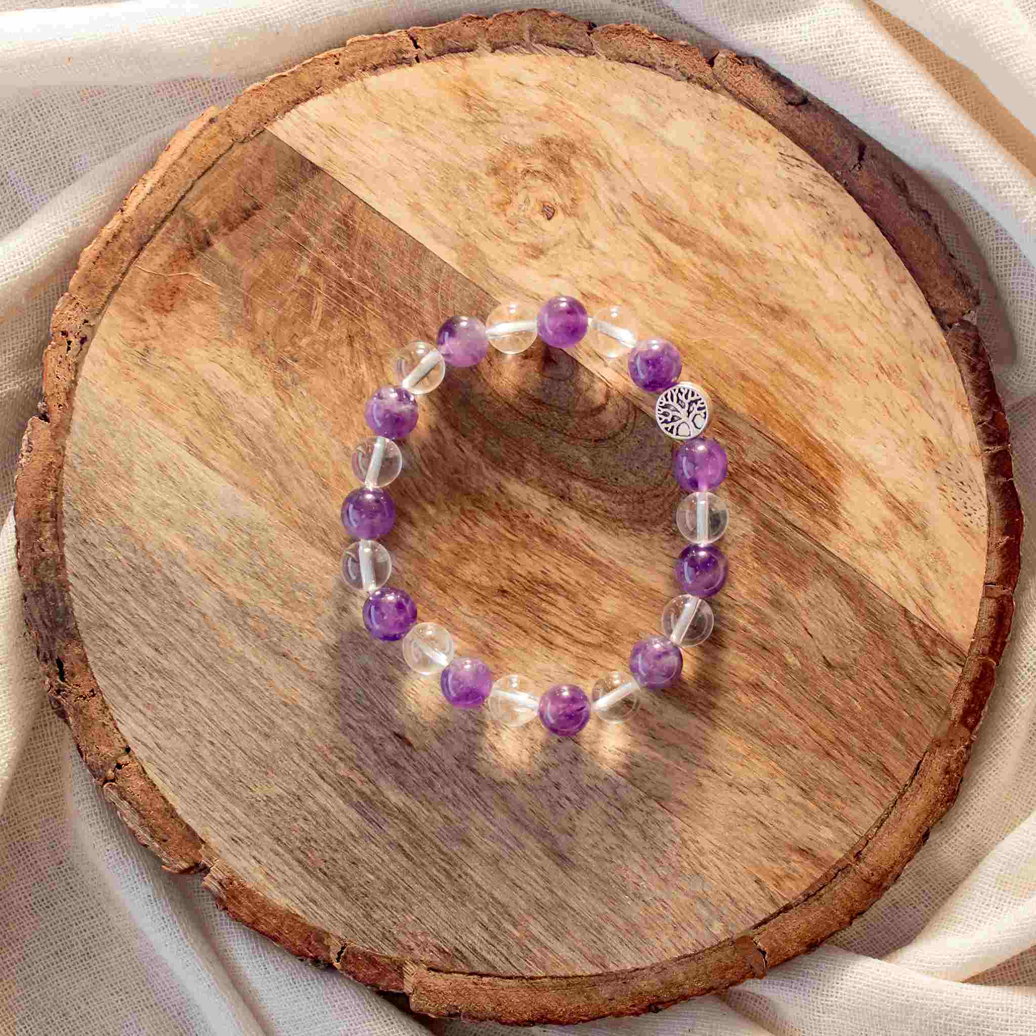 Buy Amethyst, rose quartz & clear quartz bracelet for strength, love and  fulfilling relationship Online on Brown Living | Womens Accessories